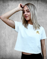 All American Babes women’s patriotic crop tee with eagle graphic on back
