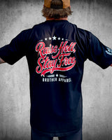 Black Raise Hell Stay Free Patriotic Graphic Tee back graphic by Brother Apparel