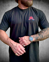 Charcoal Raise Hell Stay Free Patriotic Graphic Tee front by Brother Apparel