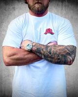 White Raise Hell Stay Free Patriotic Graphic Tee front by Brother Apparel