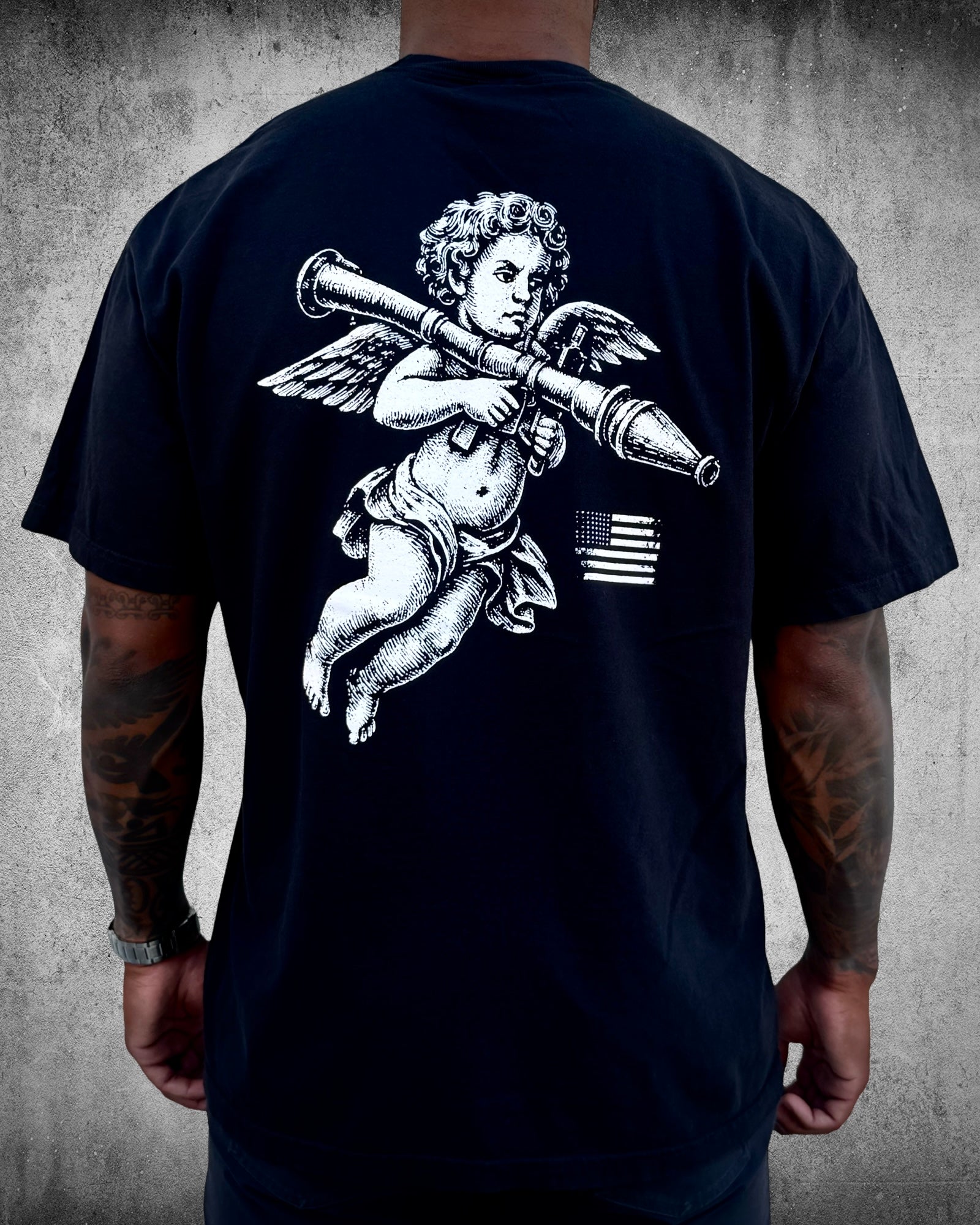 Back view of Heaven Sent Heavyweight Patriotic T-Shirt – Brother Apparel