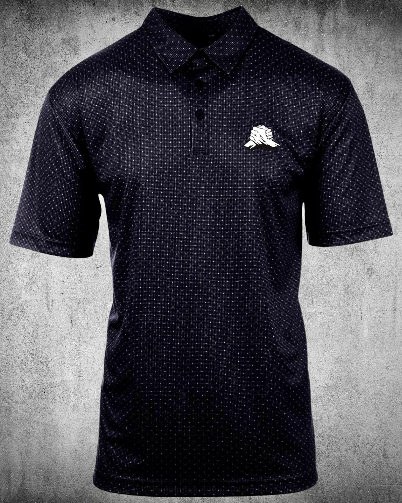 Front view of Patriot Polo – Midnight Grid, men’s patriotic performance polo by Brother Apparel