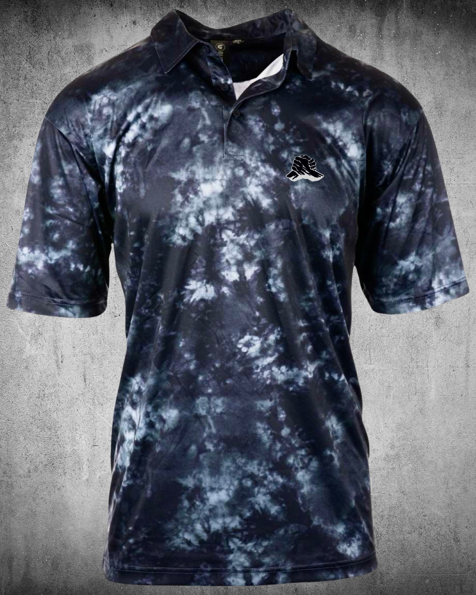 The Freedom Polo – Blue Tie-Dye front view, patriotic performance polo by Brother Apparel