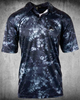 The Freedom Polo – Blue Tie-Dye front view, patriotic performance polo by Brother Apparel