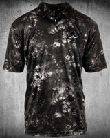 The Liberty Polo – Black Tie-Dye front view, patriotic performance polo by Brother Apparel