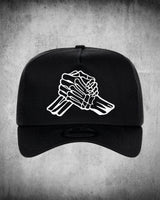 Brother Apparel Skeleton Hands Trucker Hat | Black Snapback