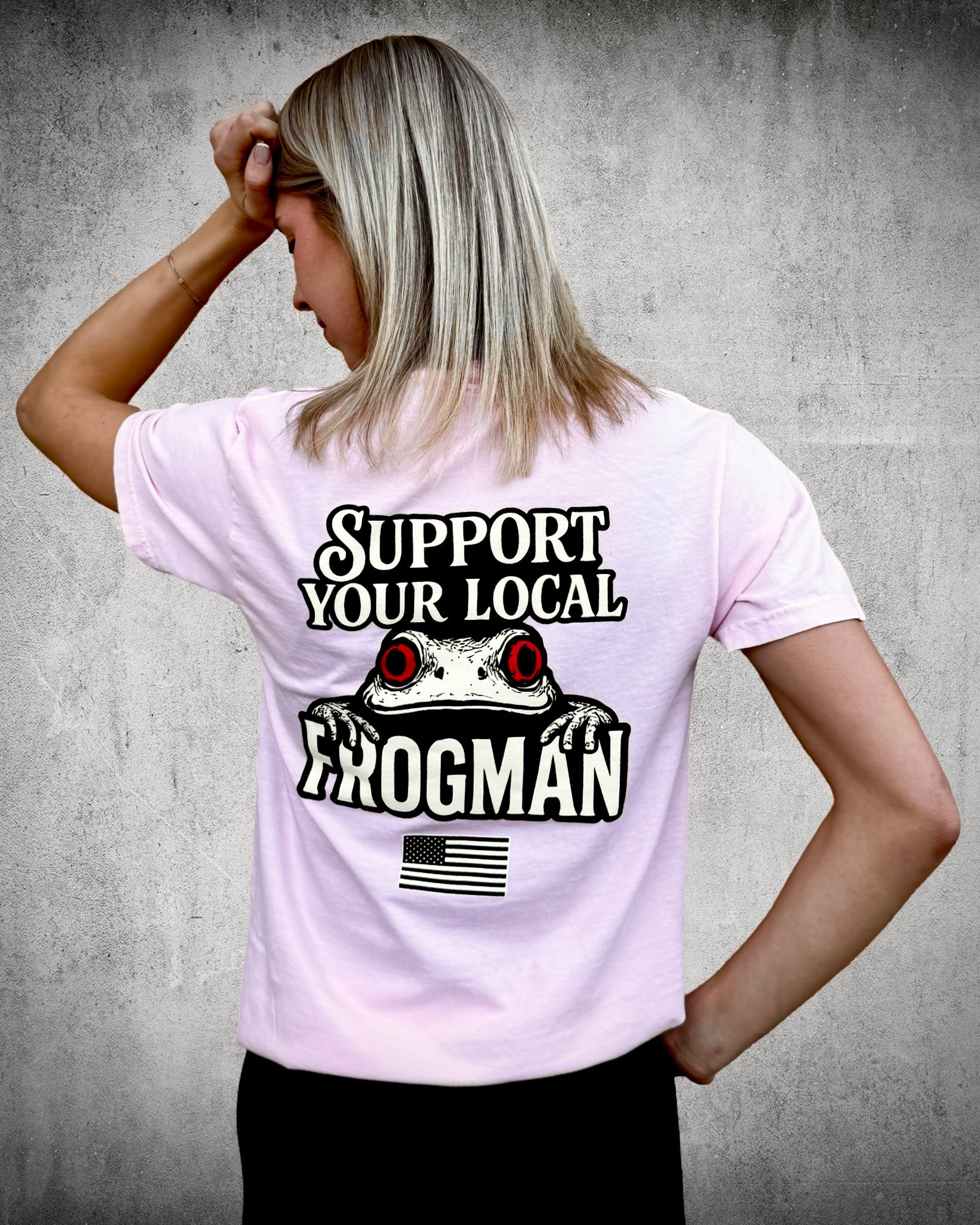 Support Your Local Frogman Pink Heavy Tee